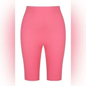 NWT Nocturne Women's Hot Pink High-Waist Ribbed Biker Athletic Shorts - Size L -